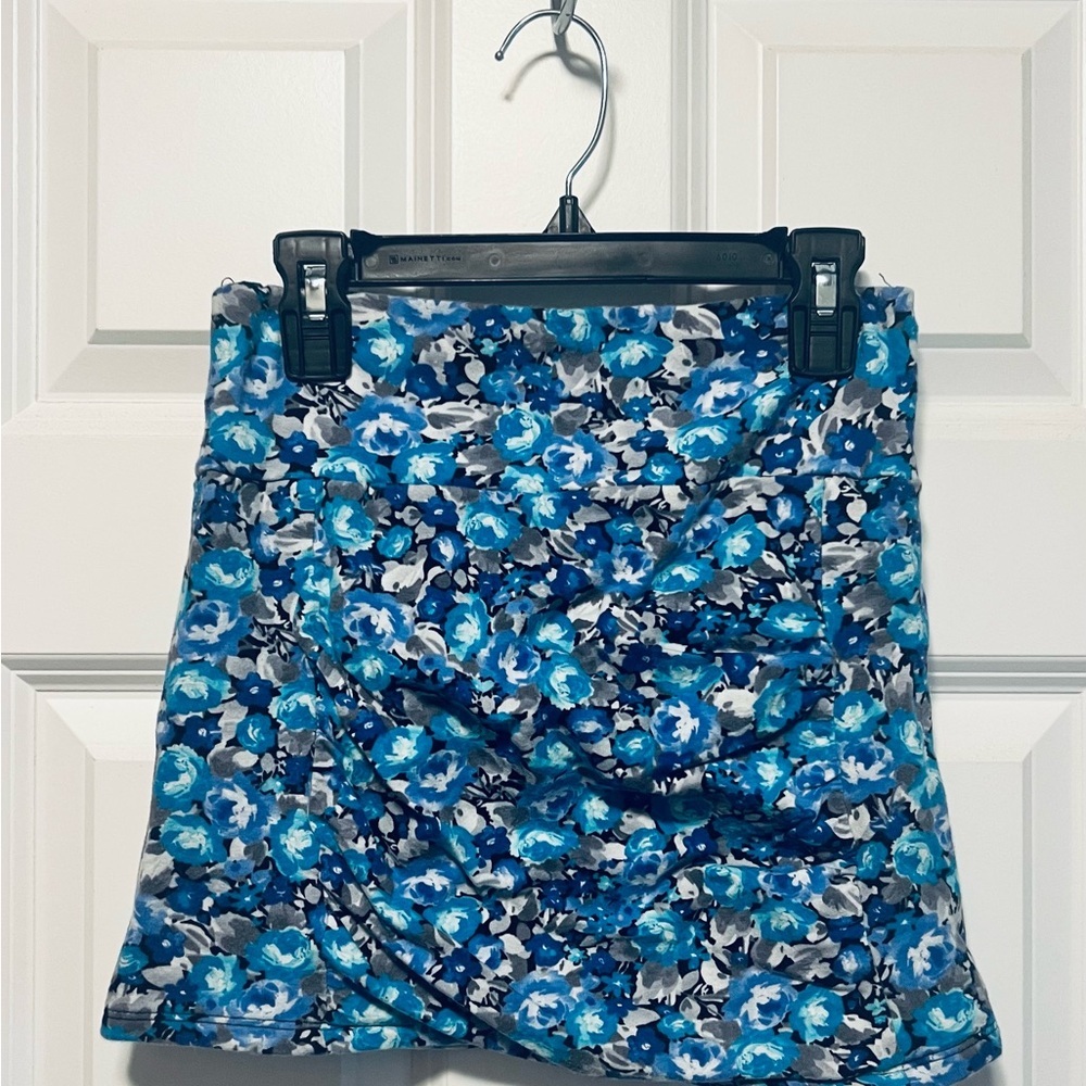 Floral Blue Mini Skirt
